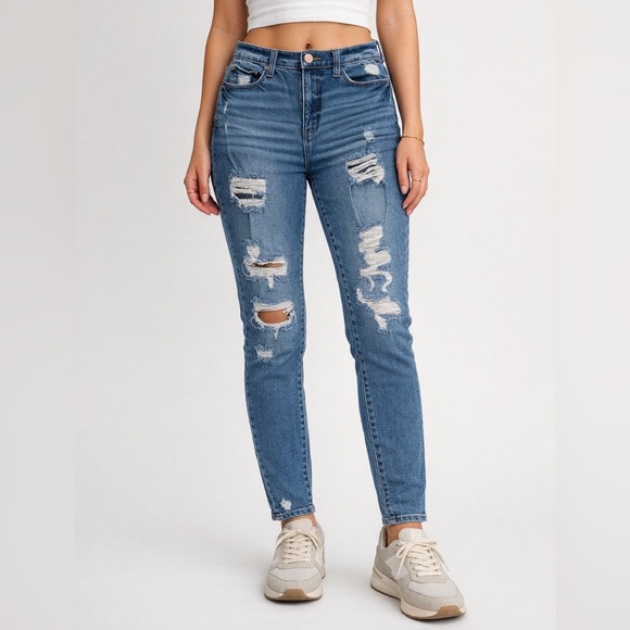 SO Denim - SO High Rise Mom Ripped Jeans, Woman’s 7 / 28